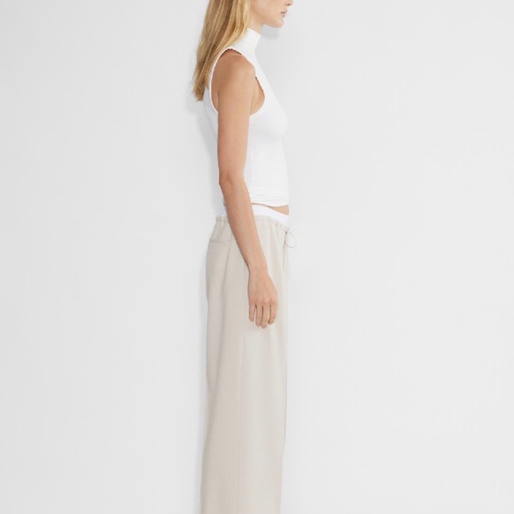 NWT!Aritzia Babaton Equity Pants Wide-leg 95%wool twill pants Size L Matte Pearl - Picture 3 of 8
